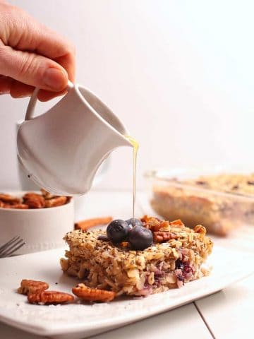 Vegan baked oatmeal with blueberries and coconut