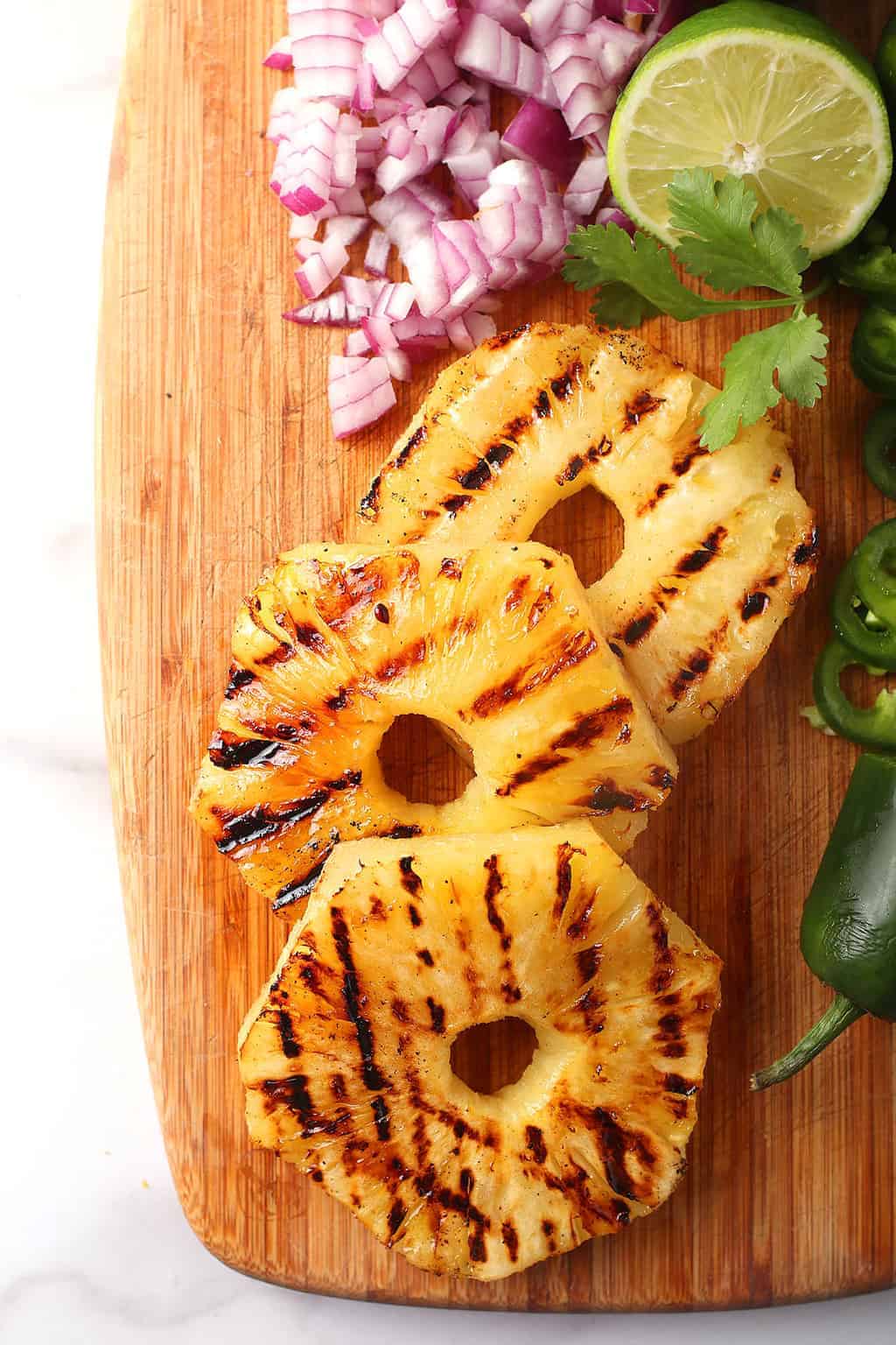 Grilled Pineapple on a cutting board
