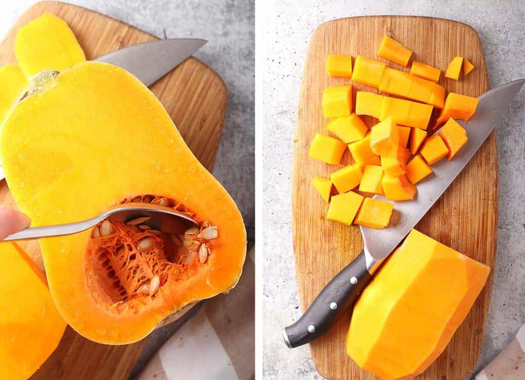 Butternut squash halved and cut into 1" cubes