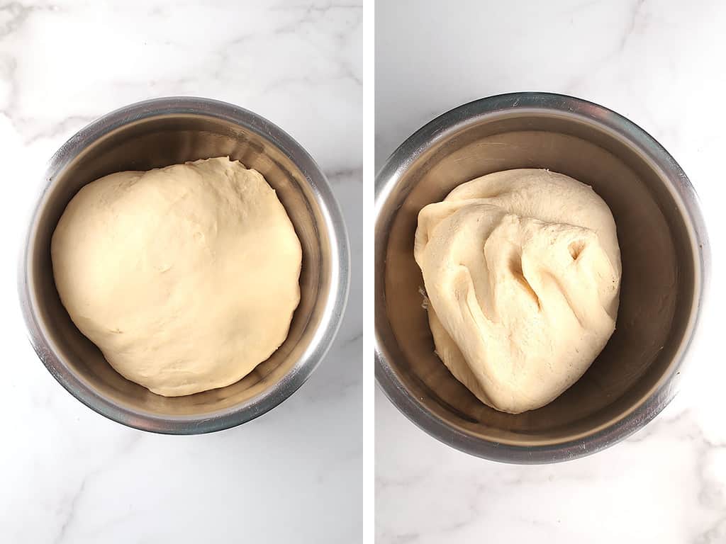 Bread dough in a large mixing bowl