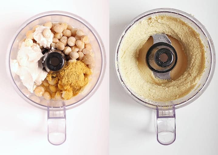 Macadamia nuts, nutritional yeast, and miso in a food processor