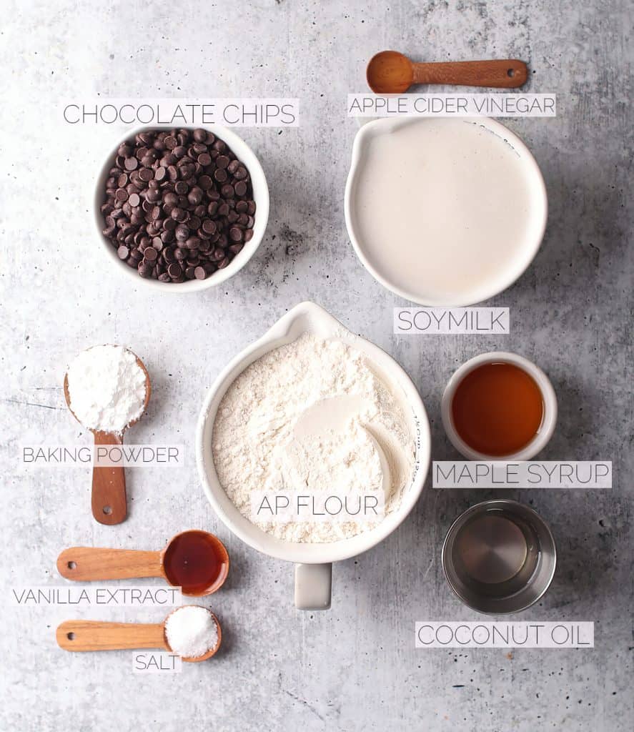 Ingredients for pancakes on a concrete countertop 