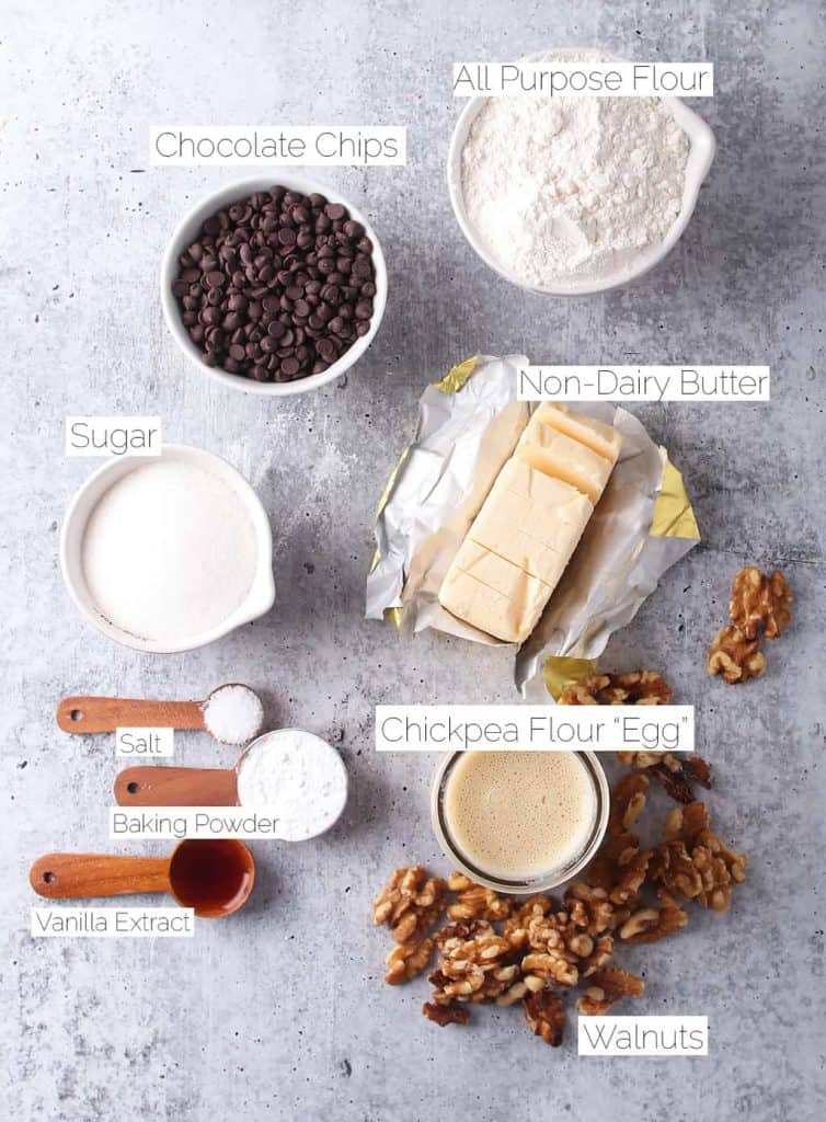 Ingredients for vegan scones on a concrete countertop