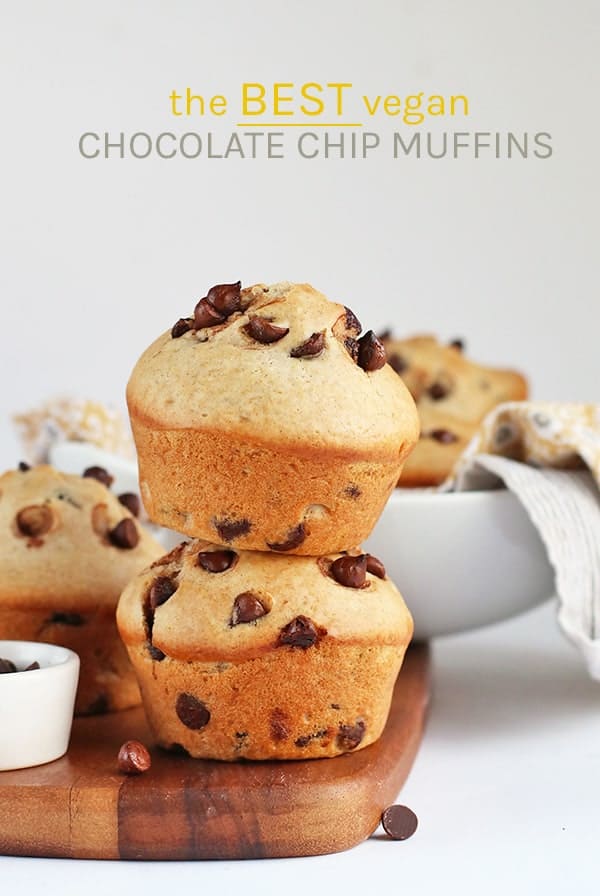 Wake up in decadent style with a Bakery-Style vegan Chocolate Chip Muffins. They are moist, fluffy, and bursting with chocolatey flavor. You're gonna love them! 