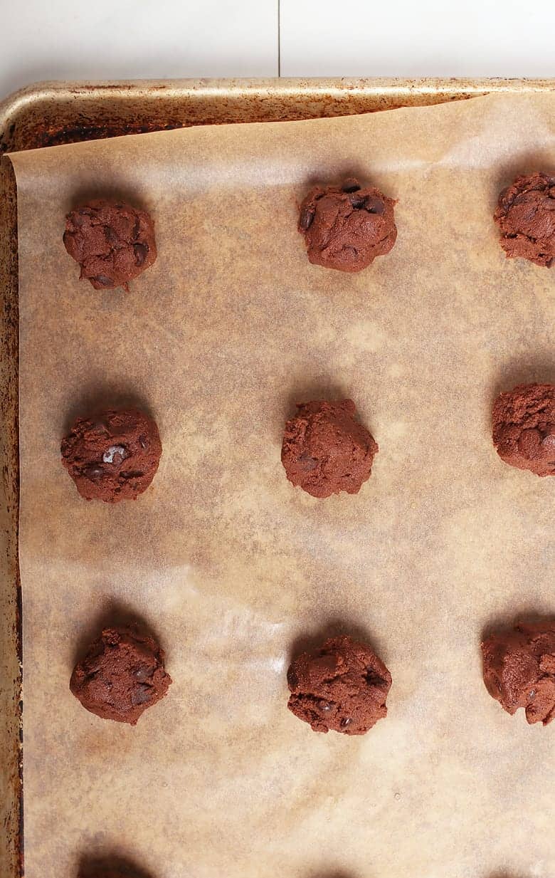 Chocolate cookie dough rolled into balls