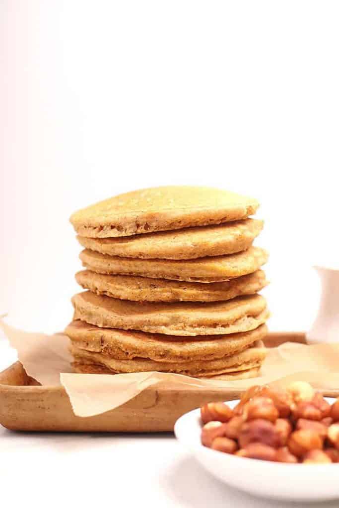 Stack of Hazelnut Cornmeal Pancakes