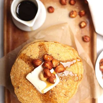 Vegan Cornmeal Pancakes with hazelnuts