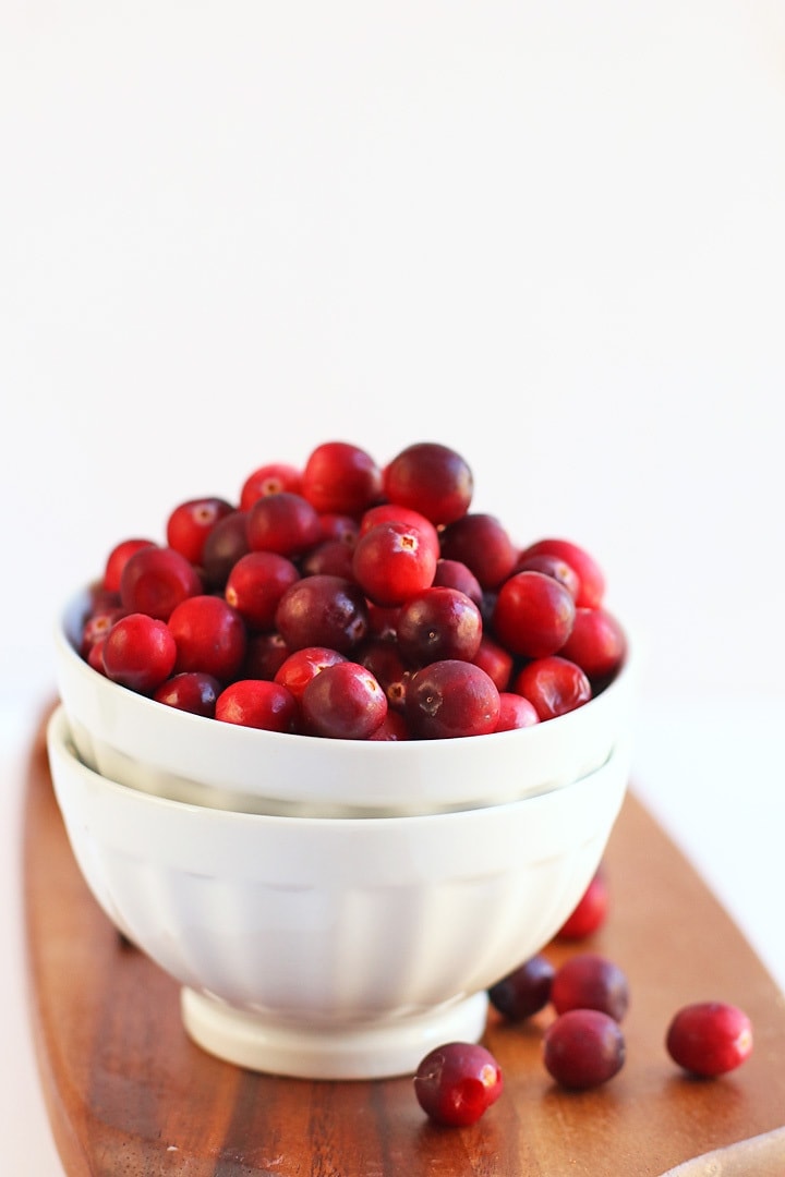 Bowl of fresh cranberries