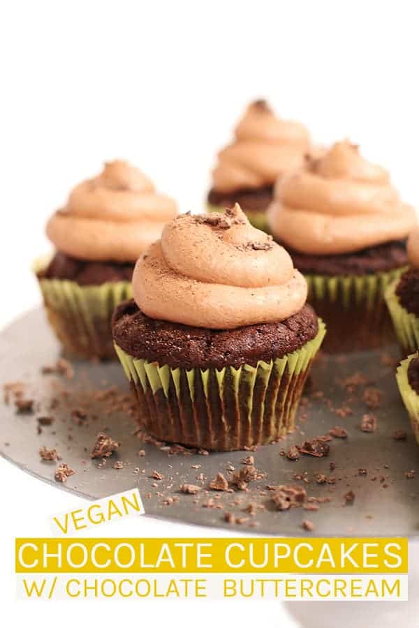 These vegan chocolate cupcakes are rich and moist then topped with silky smooth buttercream for the perfect celebratory treat everyone will love. #vegan #vegancupcakes #vegandessert #chocolate