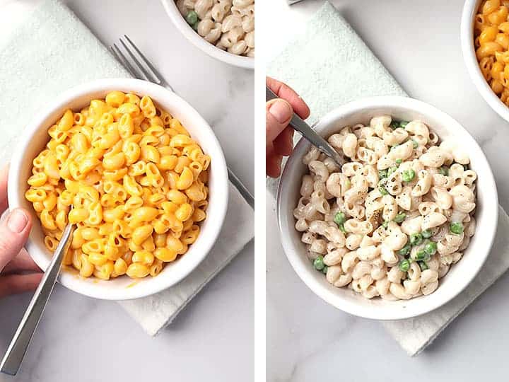 Two Bowls of vegan mac and cheese