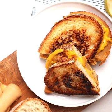 Vegan grilled ham and cheese sandwich
