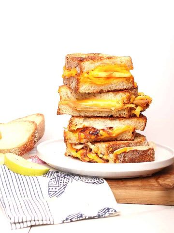 Stack of vegan grilled cheese