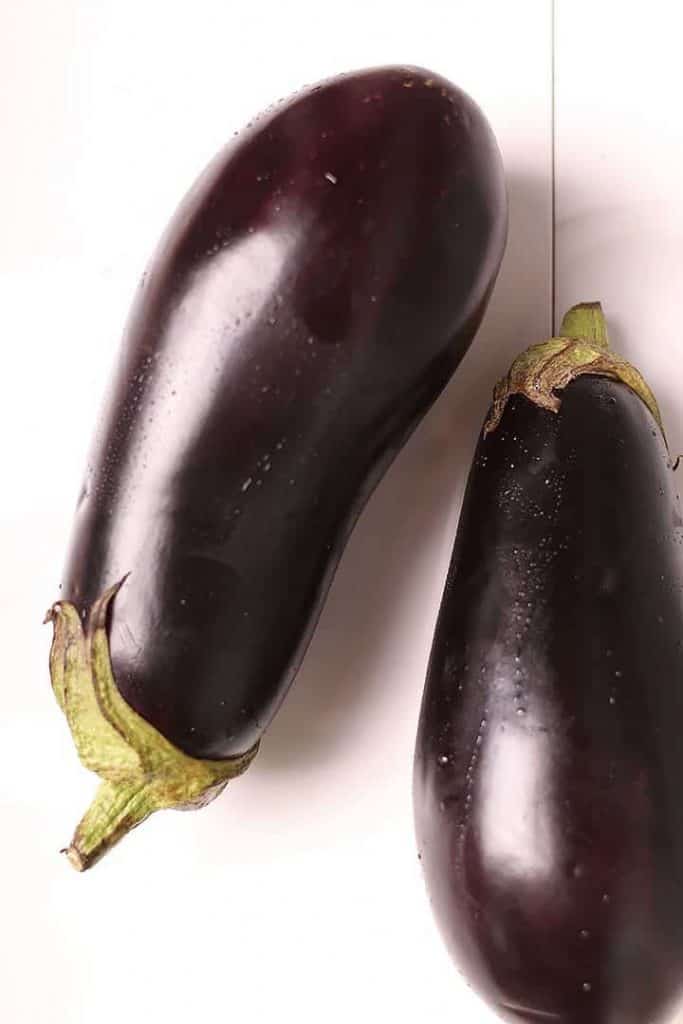 2 Eggplants on white background