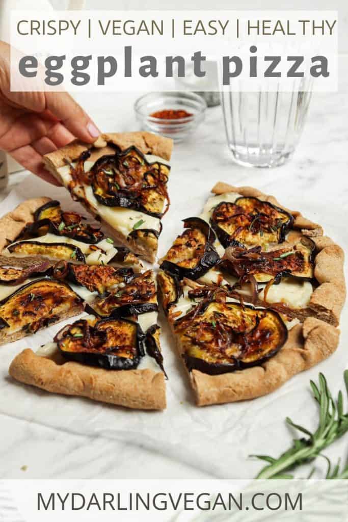 eggplant pizza on surface