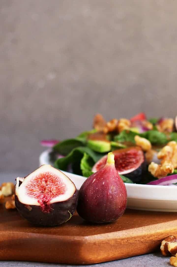 Fig Salad next to a large fig