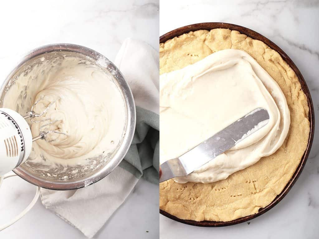 Cream Cheese and sugar whipped together with a handheld mixer