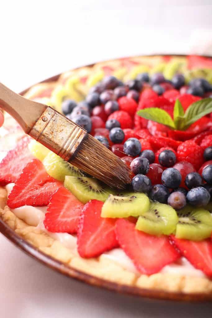 Fruit tart brushed with simple syrup