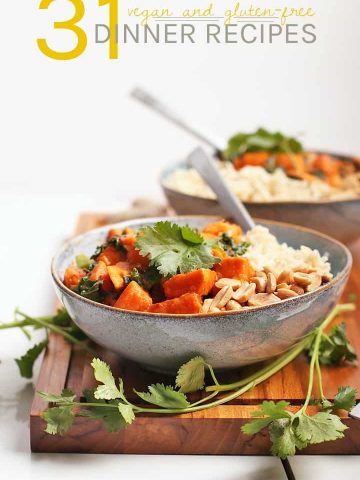 31 Vegan Gluten-Free Dinner Recipes! From curries to stews to one-pot meals, you will find a month’s worth of recipes here.