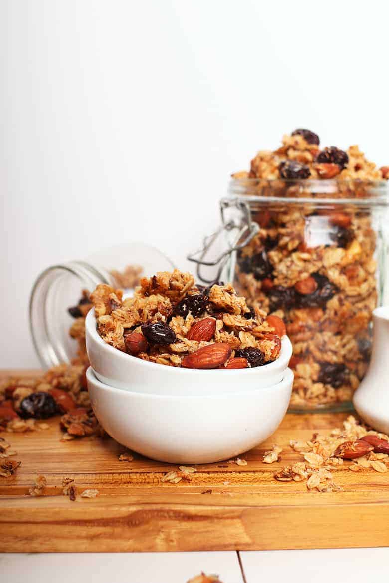Finished granola in two small bowls