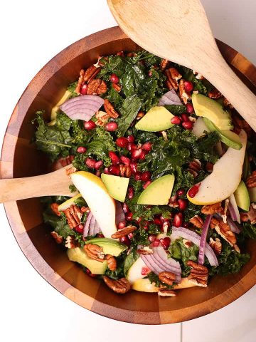 Massaged Kale Salad in salad bowl