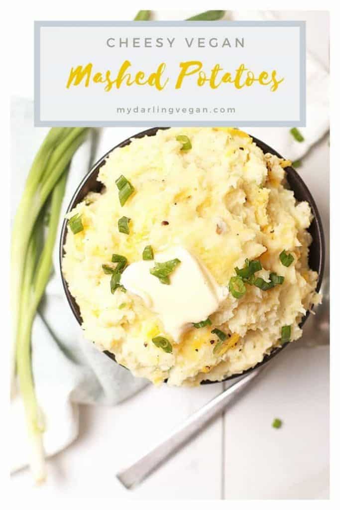 Classic cheesy vegan mashed potatoes are a must-have at your holiday table this year. Made with russet potatoes, garlic, chives, and melty, stretchy vegan shreds from Daiya, everyone is going to love this holiday side dish.