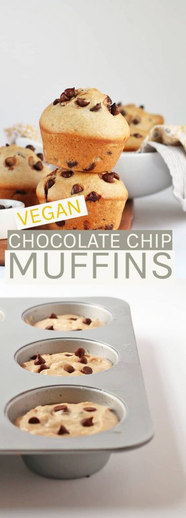 Wake up in decadent style with a Bakery-Style vegan Chocolate Chip Muffins. They are moist, fluffy, and bursting with chocolatey flavor. You're gonna love them! 
