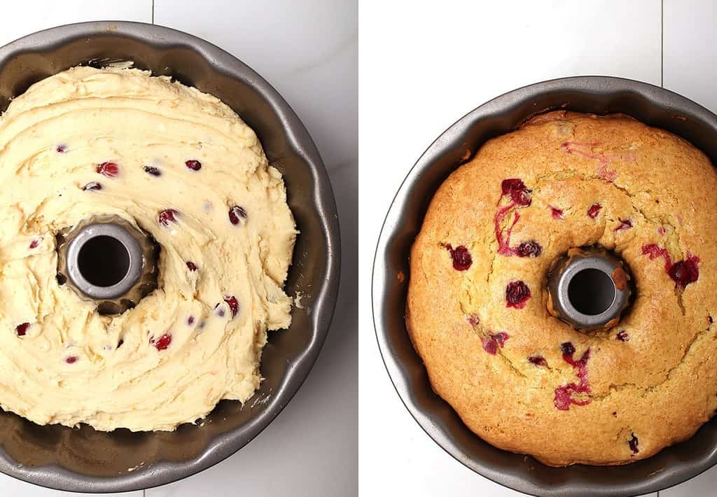 Vegan pound cake batter in bundt pan