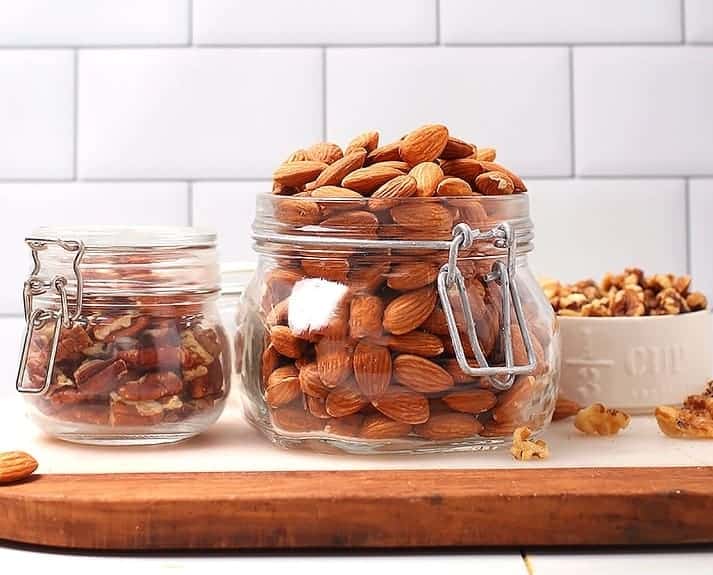 Nuts in glass jars