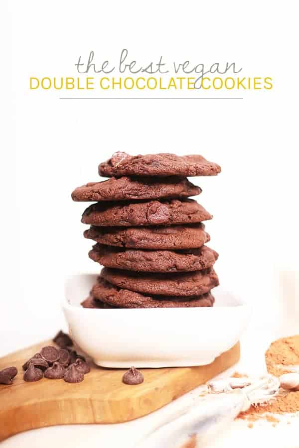 These ultra-fudgy, super chewy, vegan chocolate cookies are made even better with melt-in-your-mouth chocolate chips in every bite. Made in under 30 minutes for a DELICIOUS vegan cookie. Beware, these cookies are highly addictive!