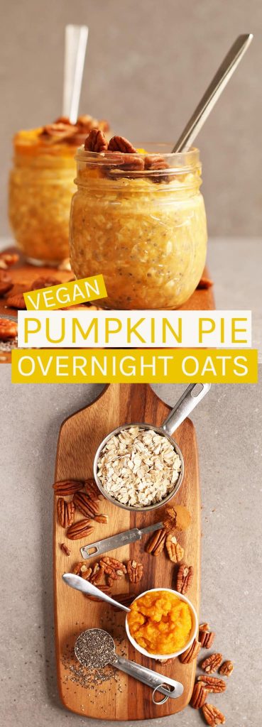 These vegan Pumpkin Pie Overnight Oats are creamy, dreamy, and spiced to perfection. Click the photo for the full recipe.