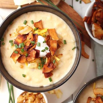 Vegan Potato Soup with Coconut Bacon