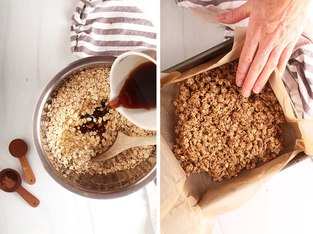making oat crumble for pumpkin bars