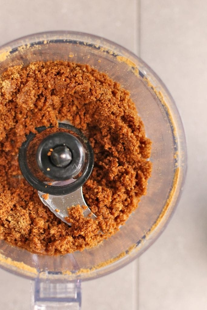 Crushed gingersnaps in a food processor