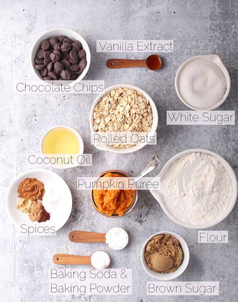 Ingredients for vegan pumpkin cookies