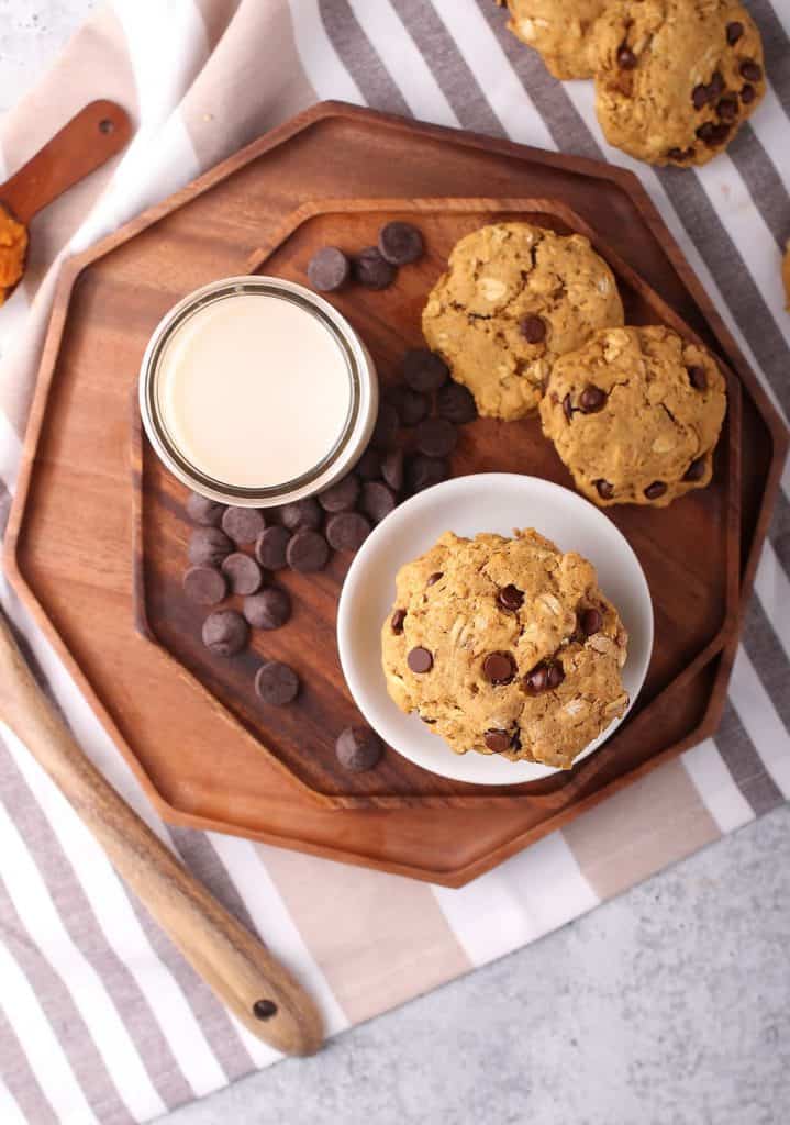 Finished cookies on a wooden platter