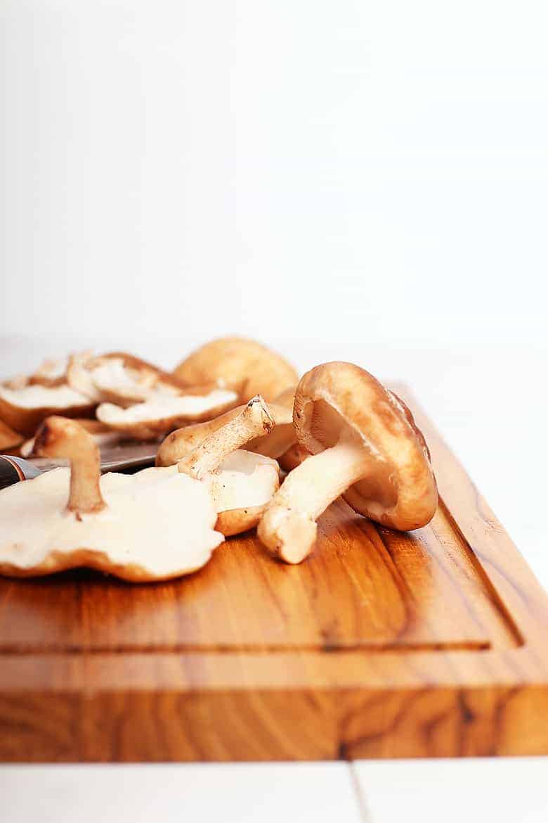 Shiitake Mushrooms on a cutting board