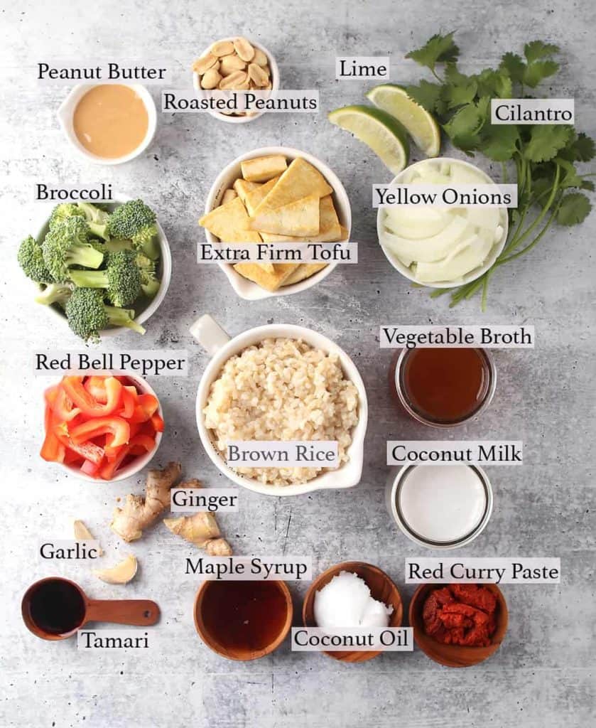 Ingredients measured out and placed on a concrete countertop