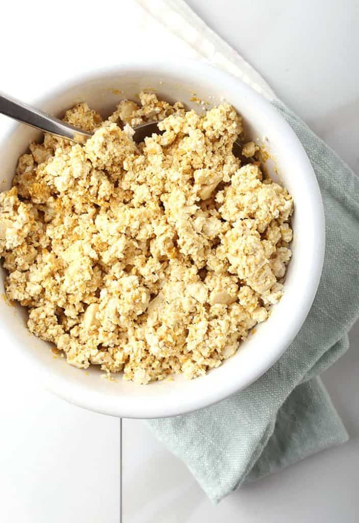 Crumbled tofu with nutritional yeast