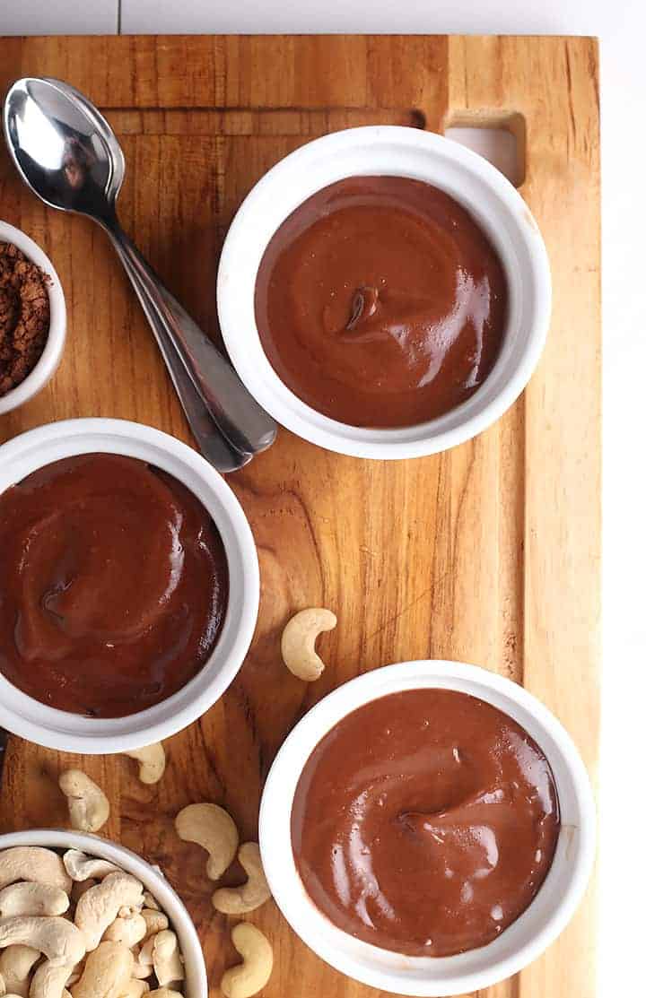Chocolate pudding in ramekins