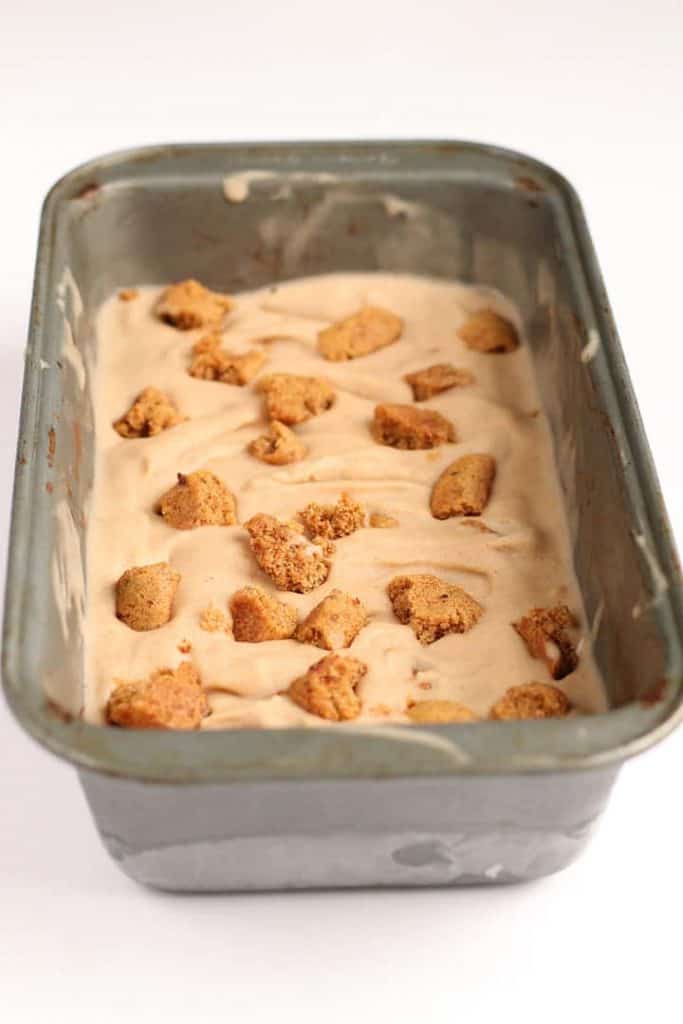 Finished ice cream in a loaf pan