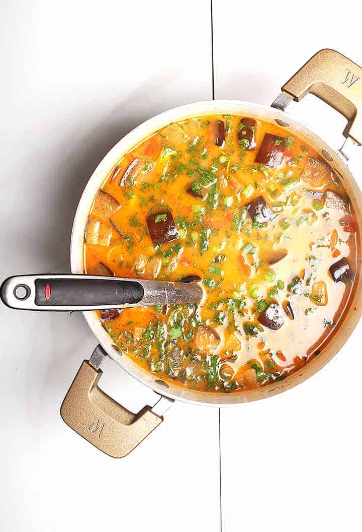 Thai Noodle Soup in soup pot