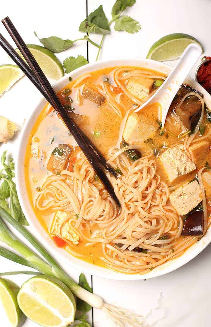 Thai Noodle Soup with Chopsticks