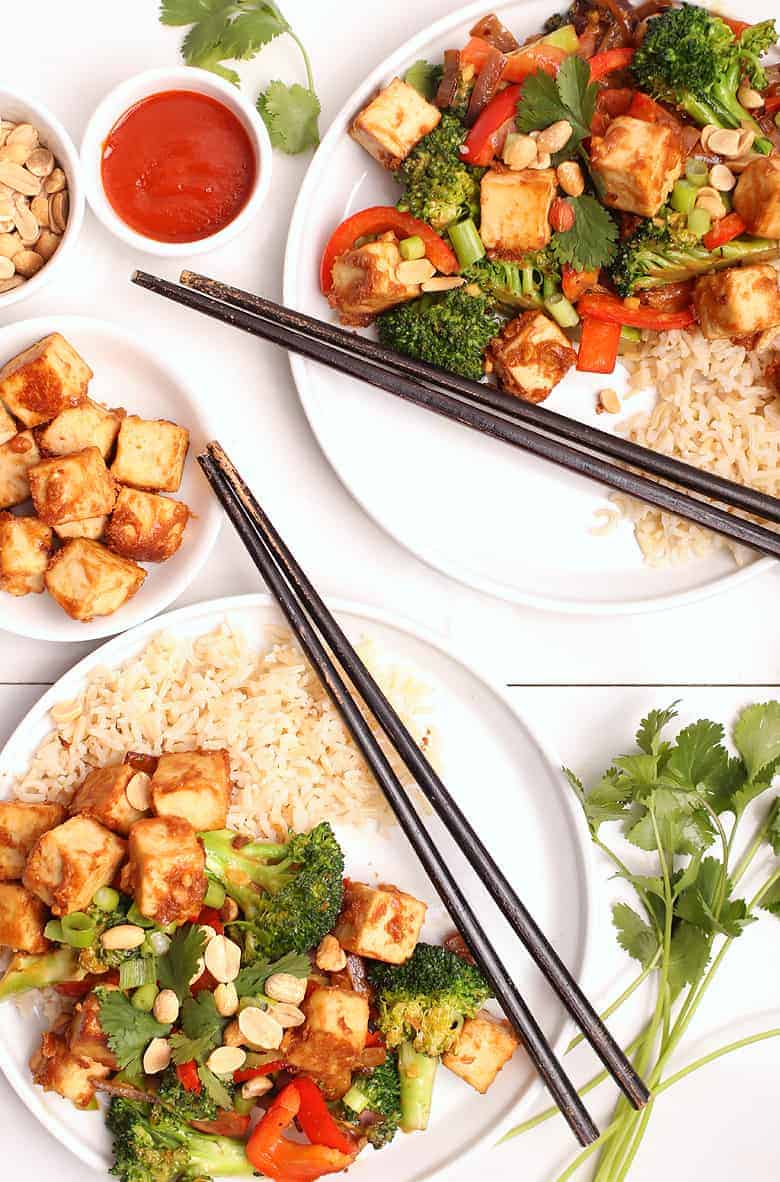 Tofu Stir Fry with Chopsticks