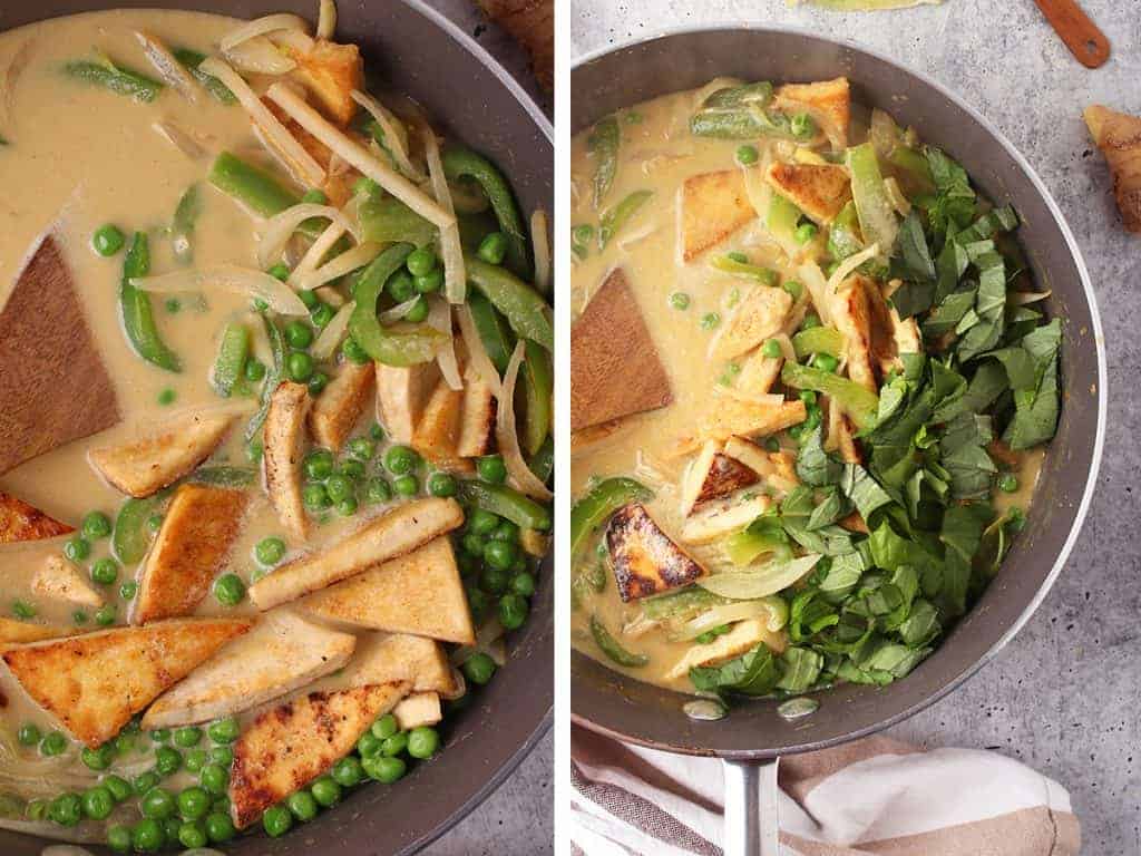 Thai Green curry in a large skillet