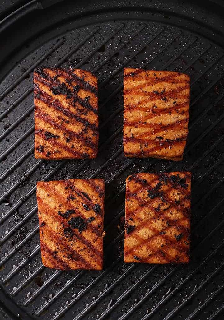 Tofu Steaks on grill