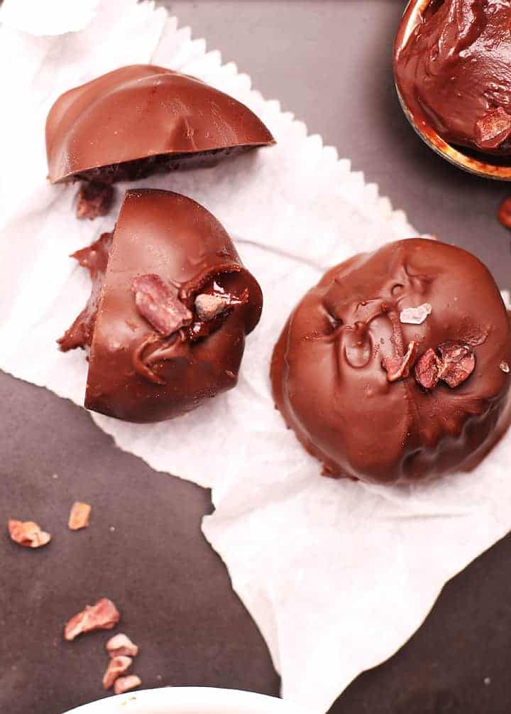 Chocolate candies on parchment paper