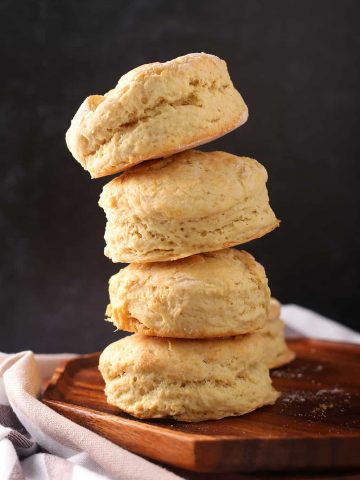Stack of finished biscuits with a black background