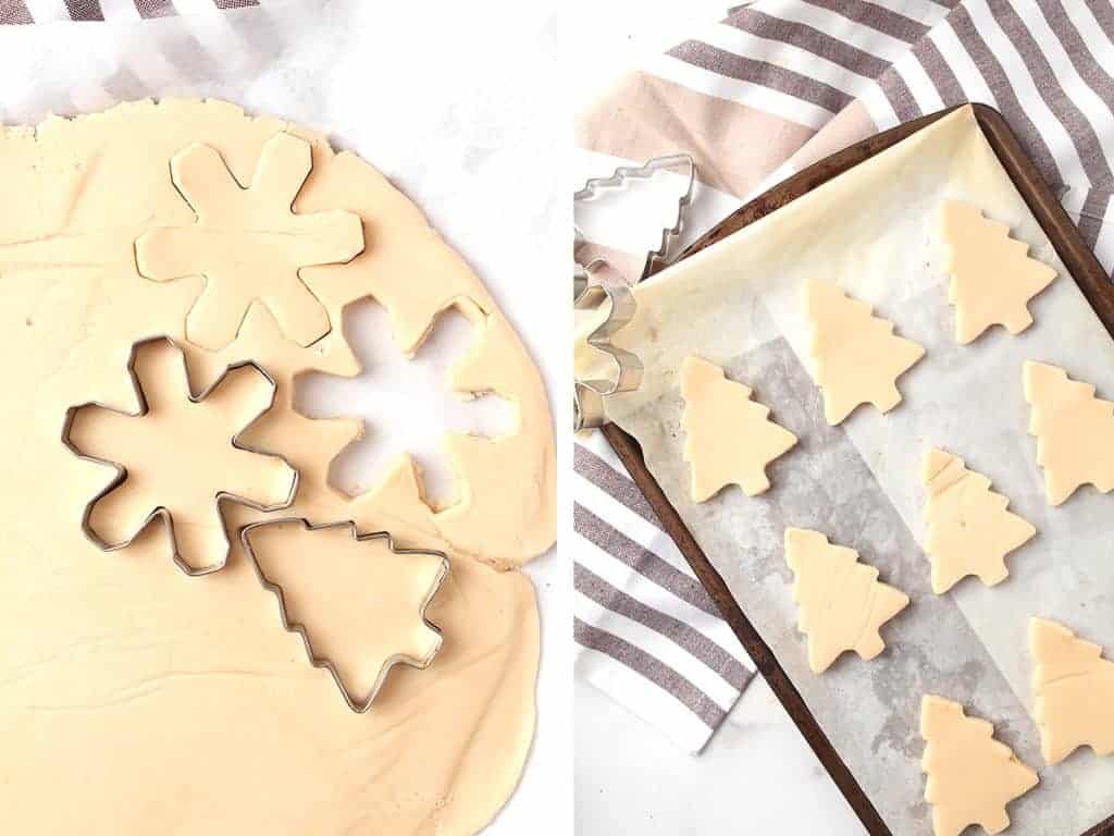 Christmas shaped cut into the cookie dough
