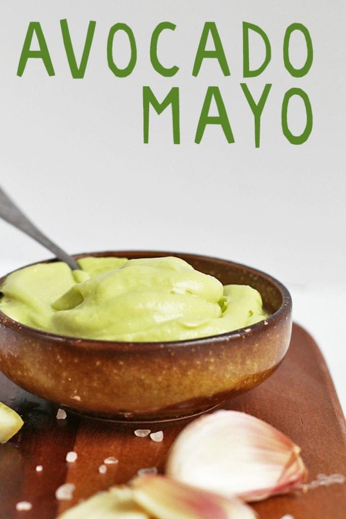 This Avocado Mayo is vegan, soy free, AND oil free for a healthy, delicious, and creamy spread for sandwiches, salads, and vegetables.