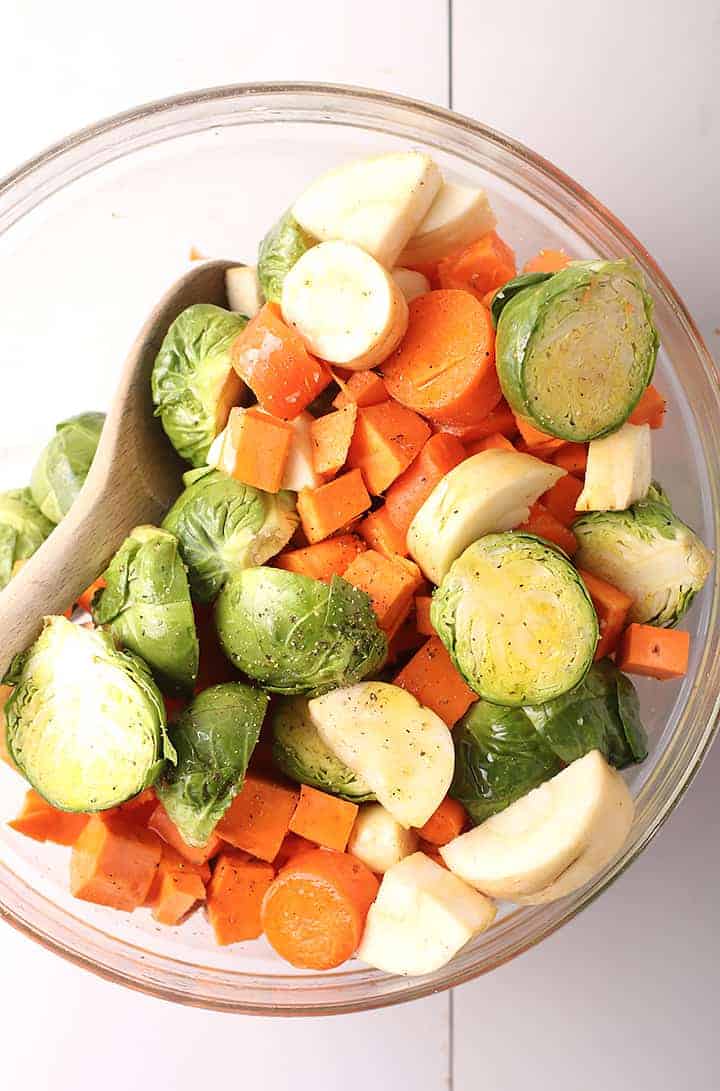 Sliced vegetables in a white bowl